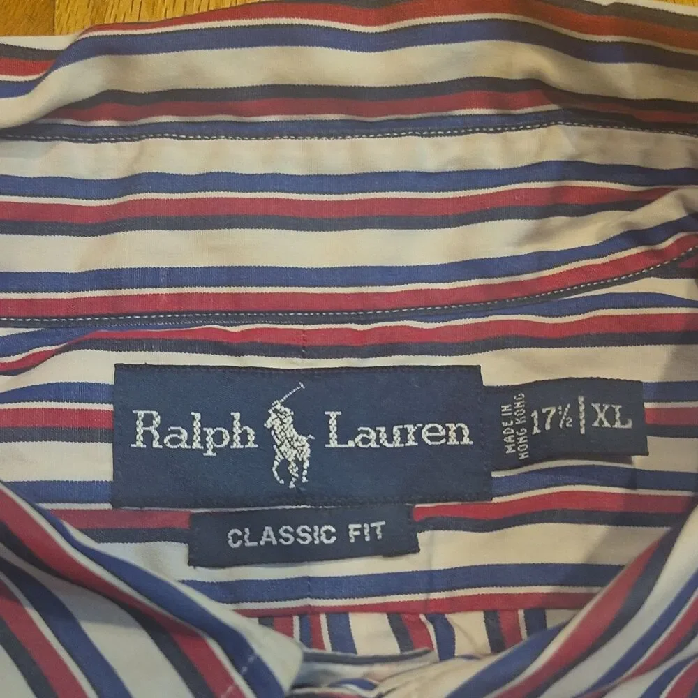 Polo Ralph Lauren Striped Polo Shirt Classic Fit Mens Size XL Red White Blue